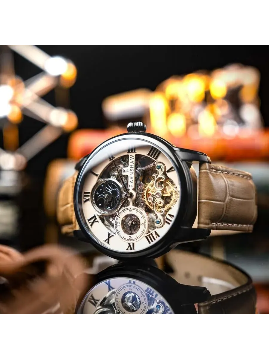 Мужские часы Thomas Earnshaw Longitude Brown с циферблатом, модель ES-8006-0G — изображение 2 из 3, оттенок черный