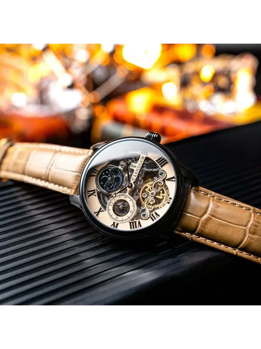 Мужские часы Thomas Earnshaw Longitude Brown с циферблатом, модель ES-8006-0G — изображение 3 из 3, оттенок черный