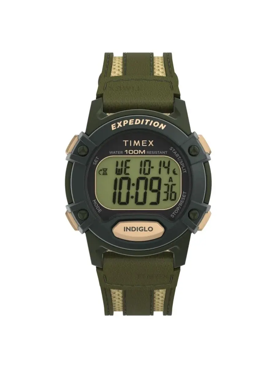Мужские часы Timex Expedition с кварцевым цифровым механизмом и зеленым циферблатом TW4B30300 — черный