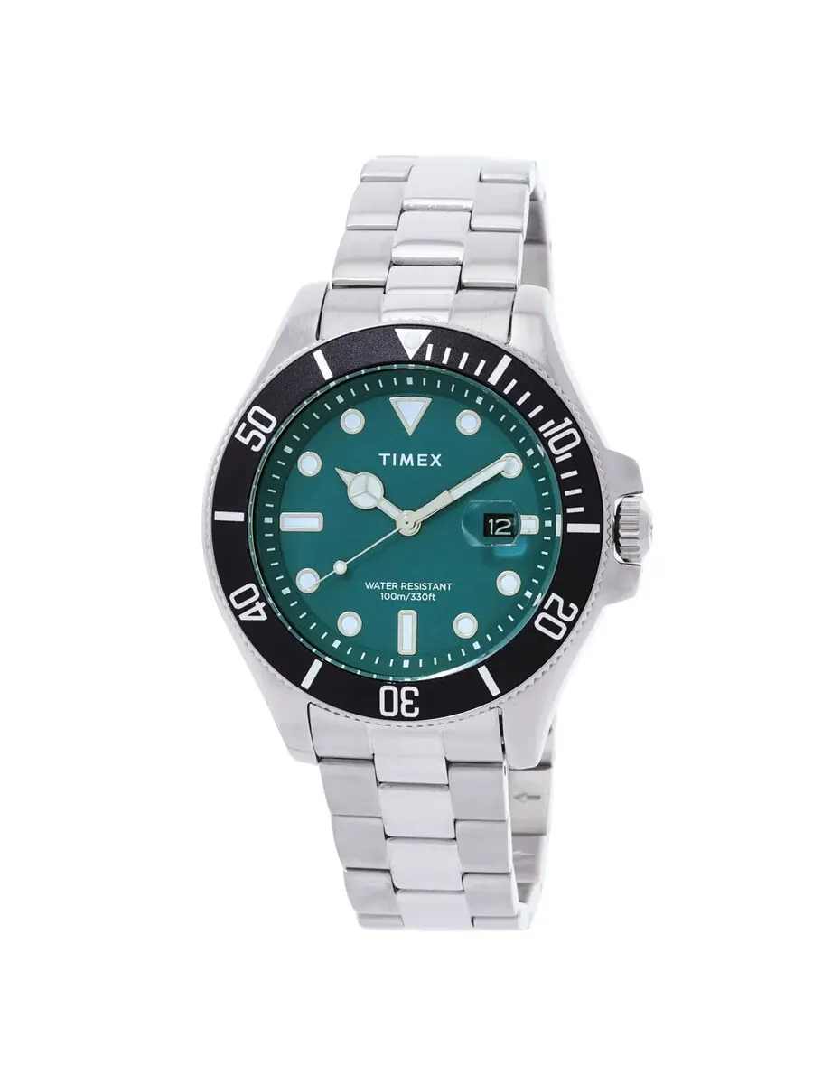 Мужские часы Timex Harborside Coast Quartz с зеленым циферблатом TW2V91900 — черный