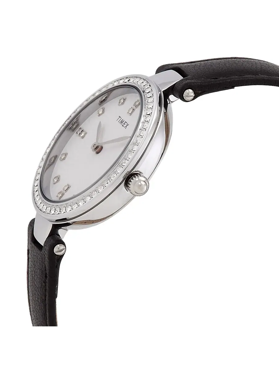 Женские кварцевые часы Timex с серебристым циферблатом и кристаллами, модель TW2V45200VQ — изображение 2 из 3