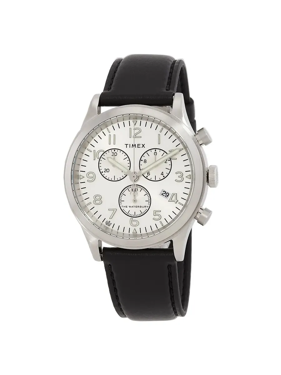 Мужские часы Timex Waterbury Traditional Chronograph Quartz с серебристым циферблатом TW2W48100