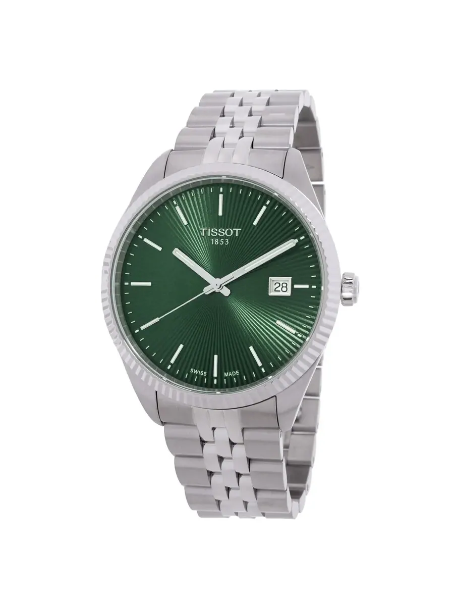 Мужские часы Tissot Ballade Quartz с зеленым циферблатом T1564101109100 — серебристый
