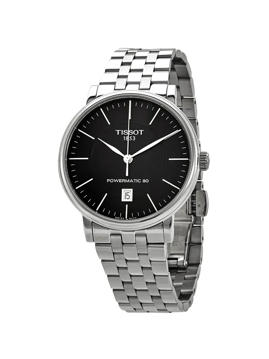 Мужские часы Tissot Carson Automatic с черным циферблатом T122.407.11.051.00 — серебристый