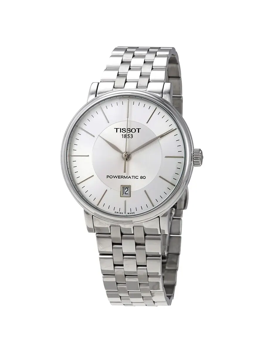 Мужские часы Tissot Carson Automatic с серебристым циферблатом T122.407.11.031.00 — серебристый