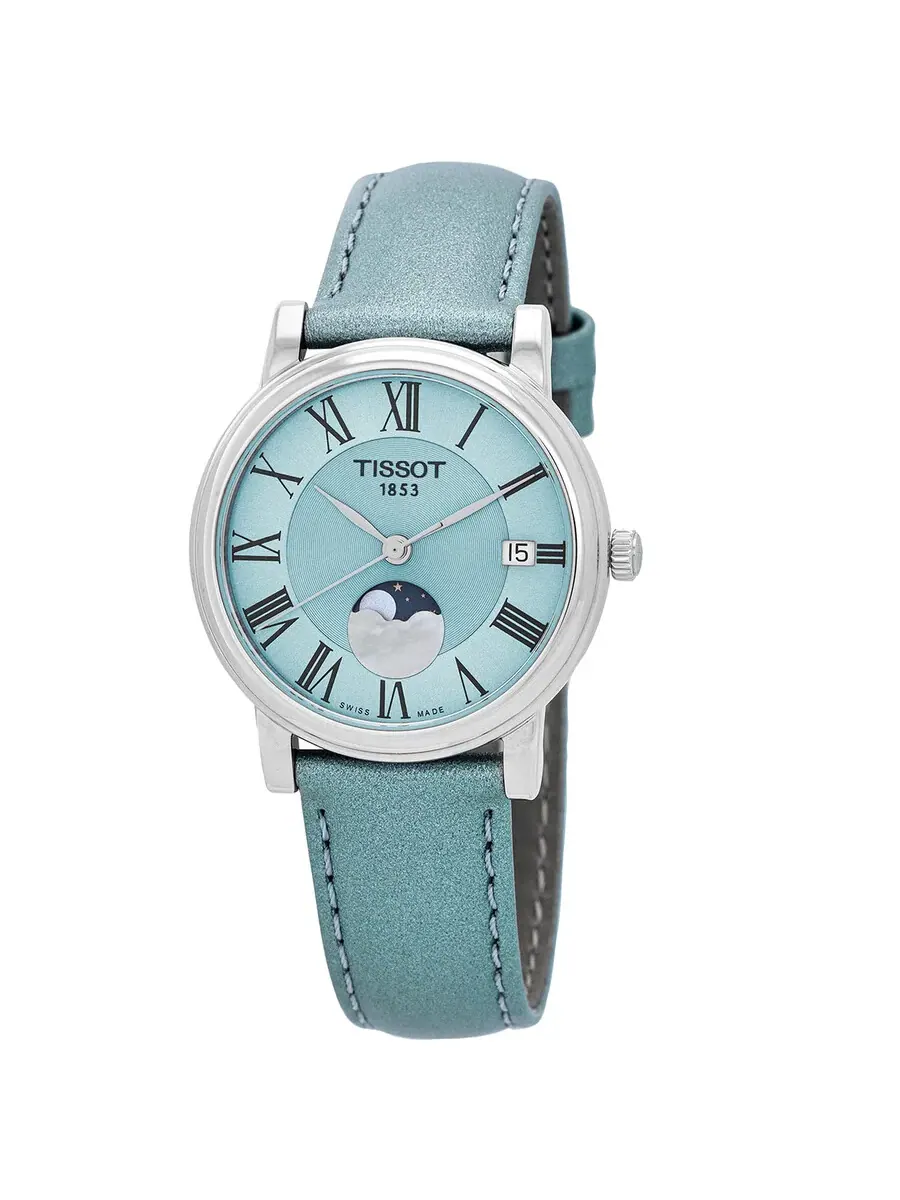 Женские часы Tissot Carson Moon Phase Quartz с голубым циферблатом T122.223.16.353.00