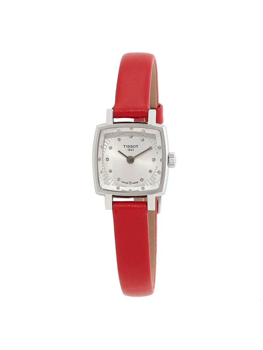 Женские часы Tissot Lovely Square Valentines Quartz с серебристым циферблатом и бриллиантом T0581091603600