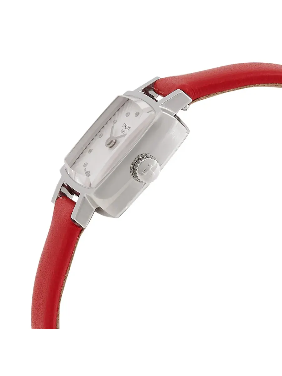 Женские часы Tissot Lovely Square Valentines Quartz с серебристым циферблатом и бриллиантом T0581091603600