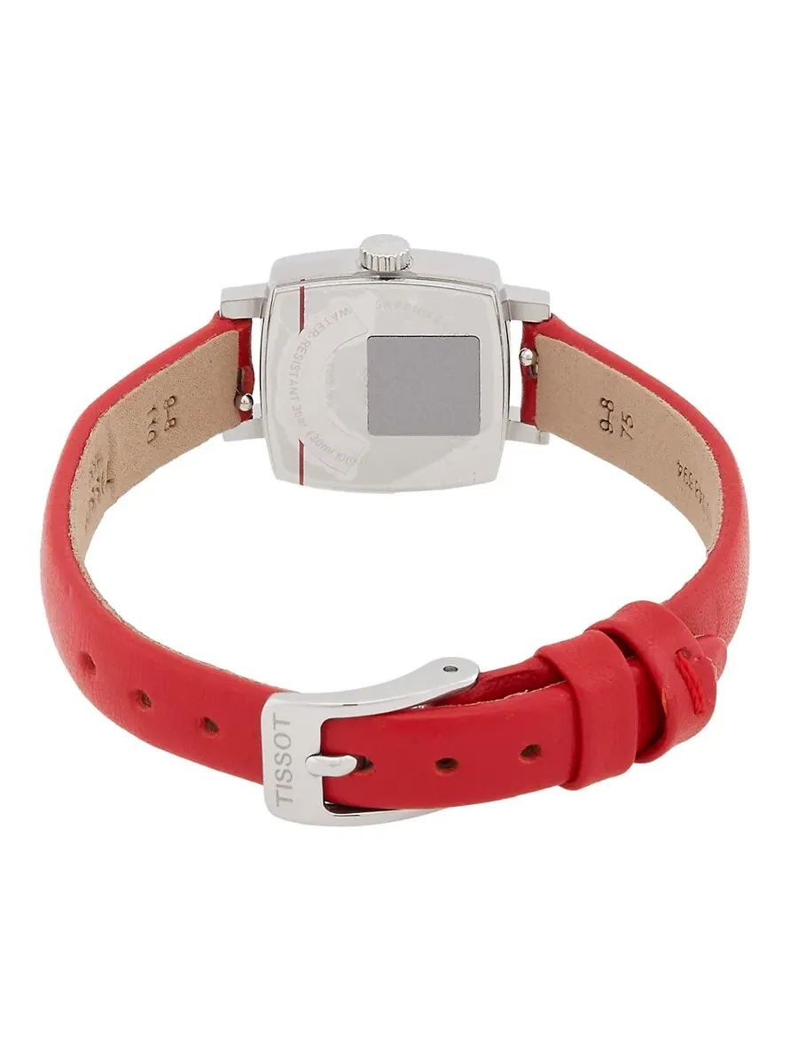 Женские часы Tissot Lovely Square Valentines Quartz с серебристым циферблатом и бриллиантом T0581091603600