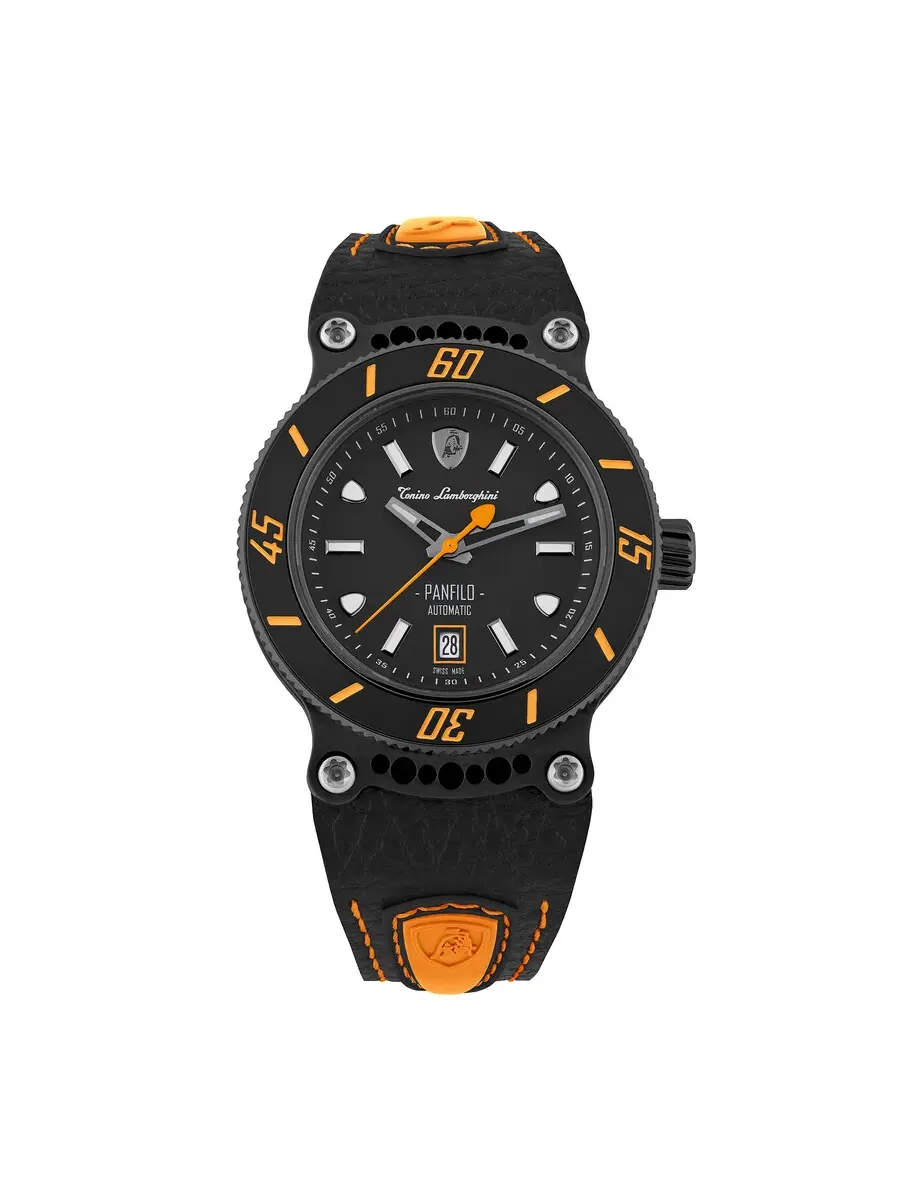 Мужские часы Tonino Lamborghini Panfilo Automatic с черным циферблатом TLF-T03-3