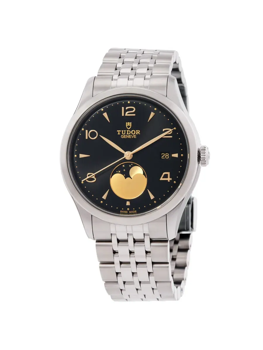 Мужские часы Tudor 1926 Luna Automatic с фазами Луны, черным циферблатом M91560-0003 — черный
