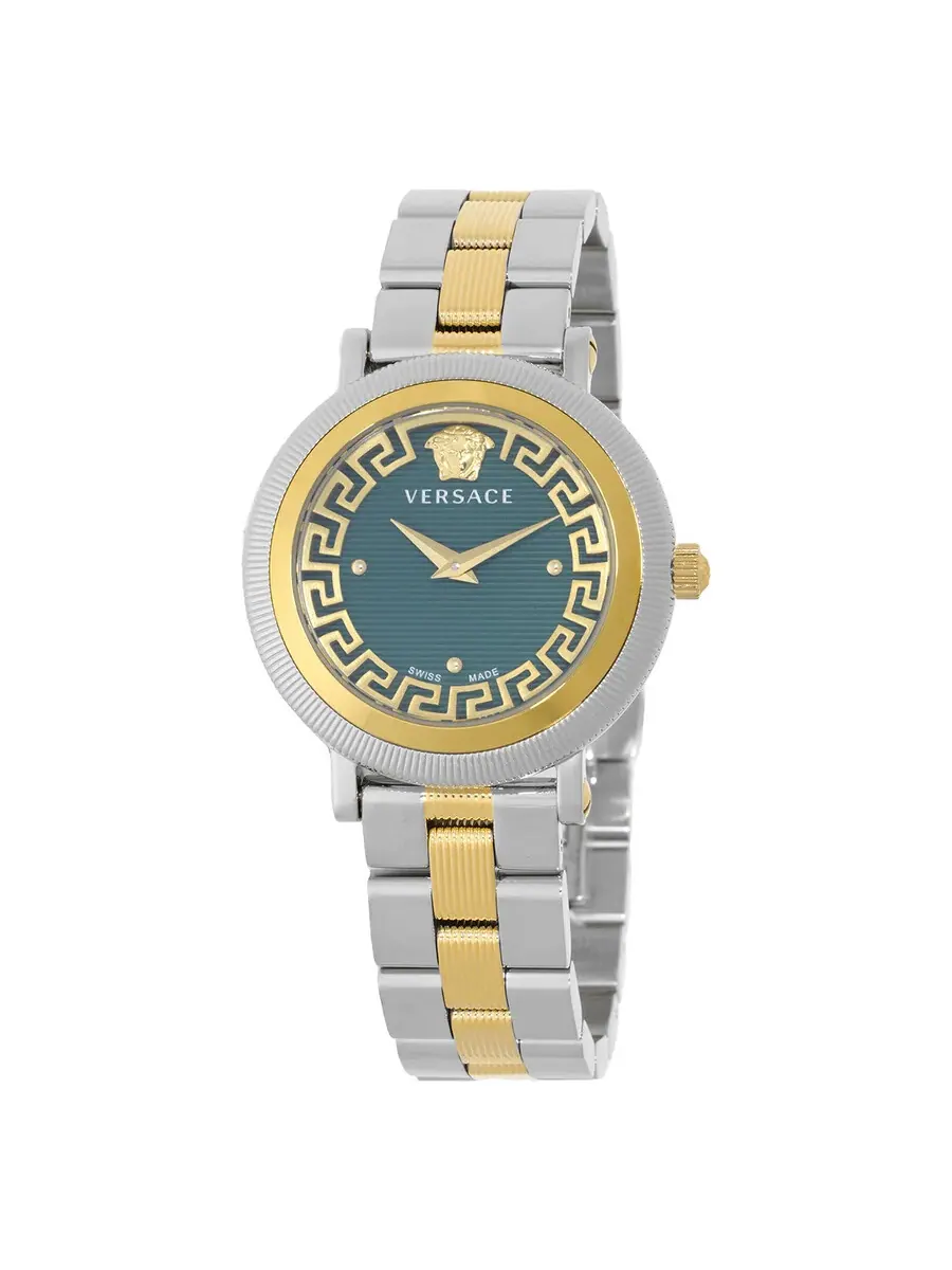 Женские часы Versace Greca Flourish с кварцевым механизмом и зеленым циферблатом VE7F00523