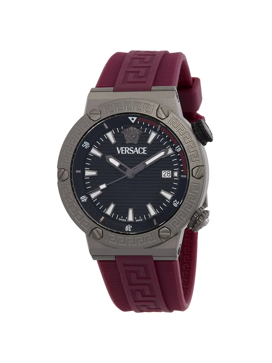 Мужские часы Versace Greca Logo Diver Quartz с черным циферблатом VE8G00224