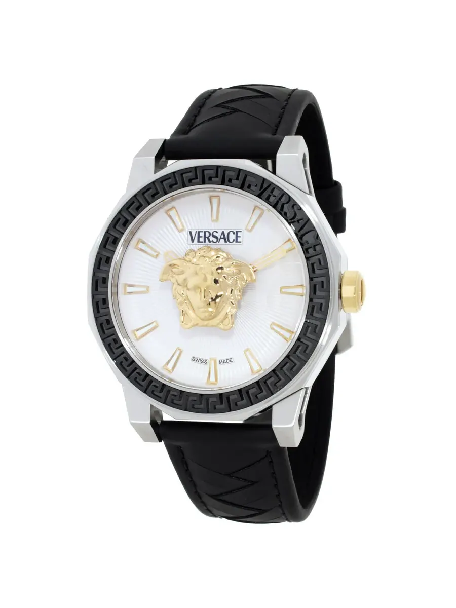 Мужские часы Versace Medusa Deco с кварцевым механизмом, серебристым циферблатом VE9I00124