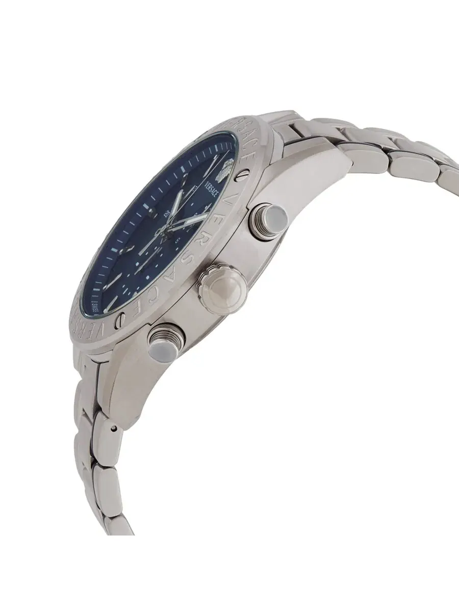 Мужские часы Versace V-Chrono Chronograph Quartz с синим циферблатом VEHB00519 — изображение 2 из 3, оттенок серебряный