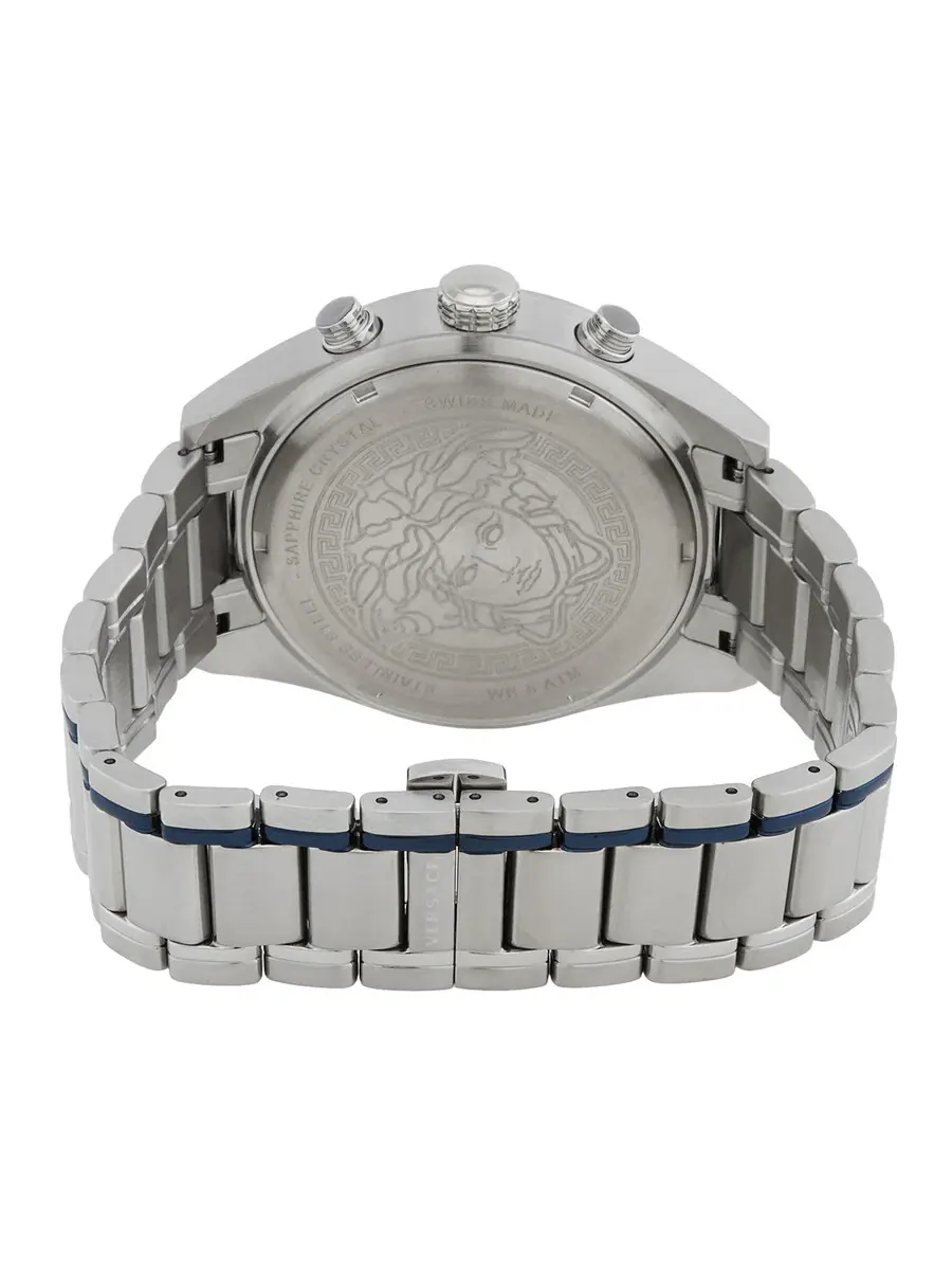 Мужские часы Versace V-Chrono Chronograph Quartz с синим циферблатом VEHB00519 — изображение 3 из 3, оттенок серебряный