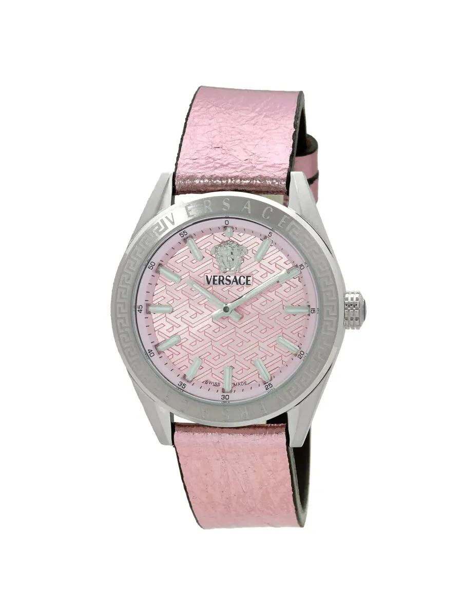 Женские часы Versace V-Code Quartz с розовым циферблатом VE8I00124