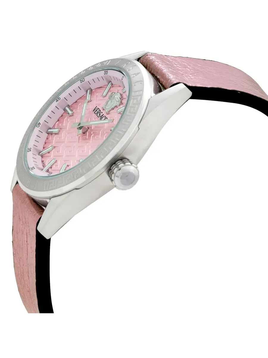 Женские часы Versace V-Code Quartz с розовым циферблатом VE8I00124 — изображение 2 из 3, оттенок серебряный