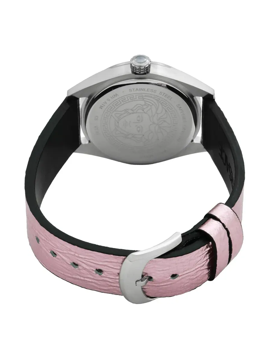 Женские часы Versace V-Code Quartz с розовым циферблатом VE8I00124 — изображение 3 из 3, оттенок серебряный