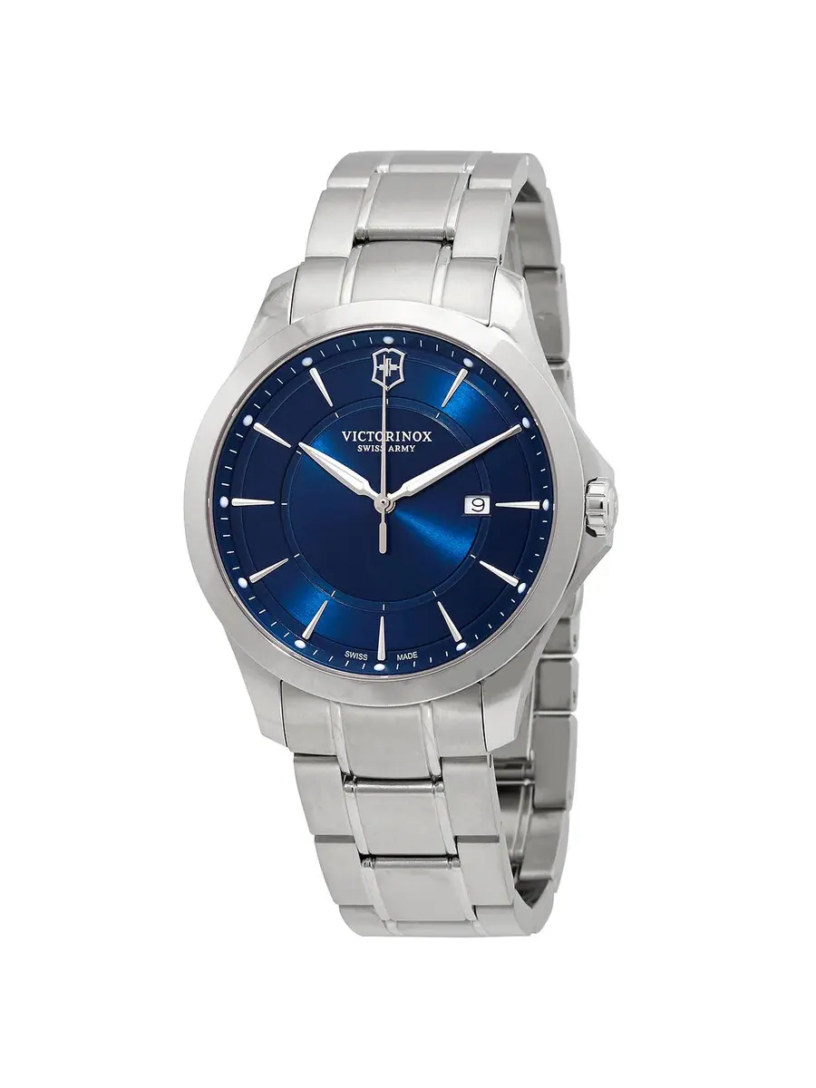 Мужские часы Victorinox Alliance Quartz с синим циферблатом 241910 — серебристый