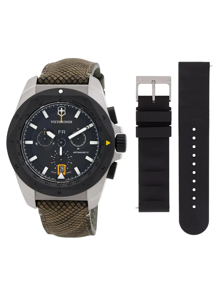 Мужские часы Victorinox I.N.O.X. Хронограф Кварцевые Черный циферблат 241988.1 — черный
