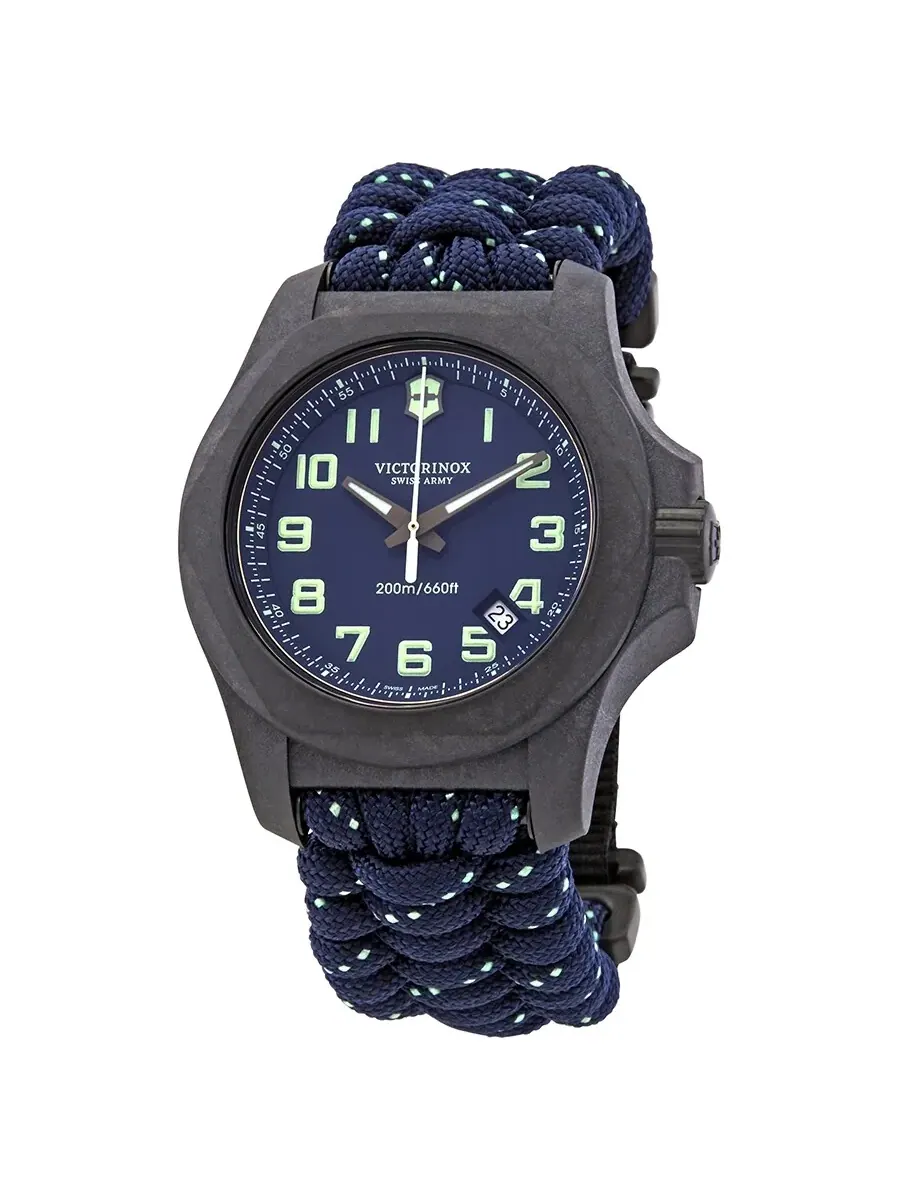 Мужские часы Victorinox I.N.O.X. с карбоновым корпусом и синим циферблатом 241860 — черный