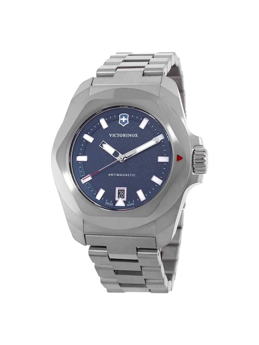 Мужские часы Victorinox I.N.O.X. Quartz с синим циферблатом 242031 — серебристый