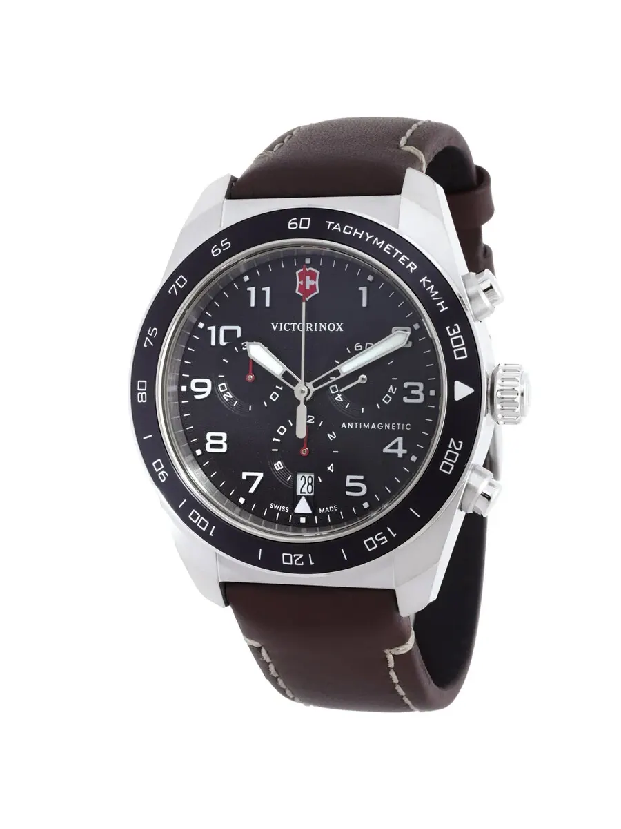 Мужские часы Victorinox Swiss Army Chronograph Quartz с черным циферблатом 242046