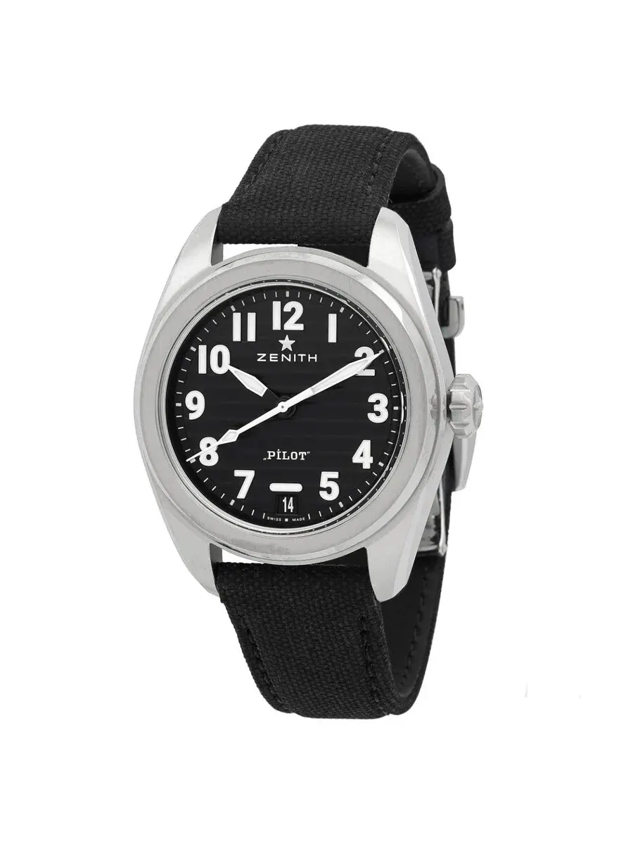 Мужские часы Zenith Pilot Automatic с черным циферблатом 03.4000.3620/21.I001 — серебристый