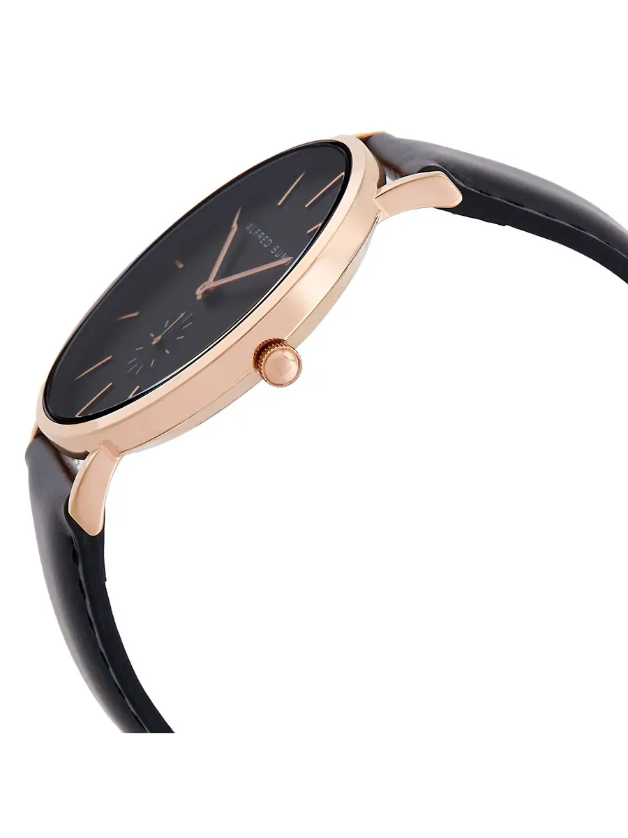 Мужские часы Alfred Sung Ultra Slim с кварцевым механизмом и черным циферблатом AS7100RL-1A — изображение 2 из 3