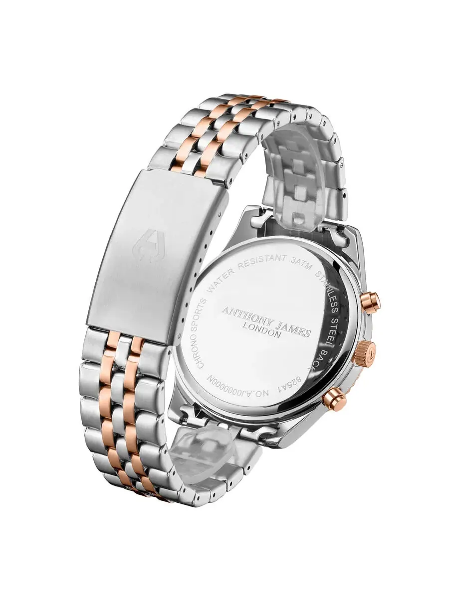 Мужские часы Anthony James Chrono Sports с черным циферблатом AJ011N2 — изображение 2 из 4, оттенок розовый золотистый