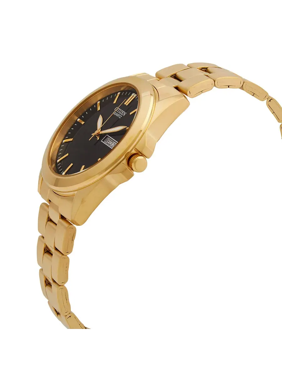 Мужские часы Citizen Quartz с черным циферблатом и желтым золотым оттенком BF0582-51F — изображение 2 из 3