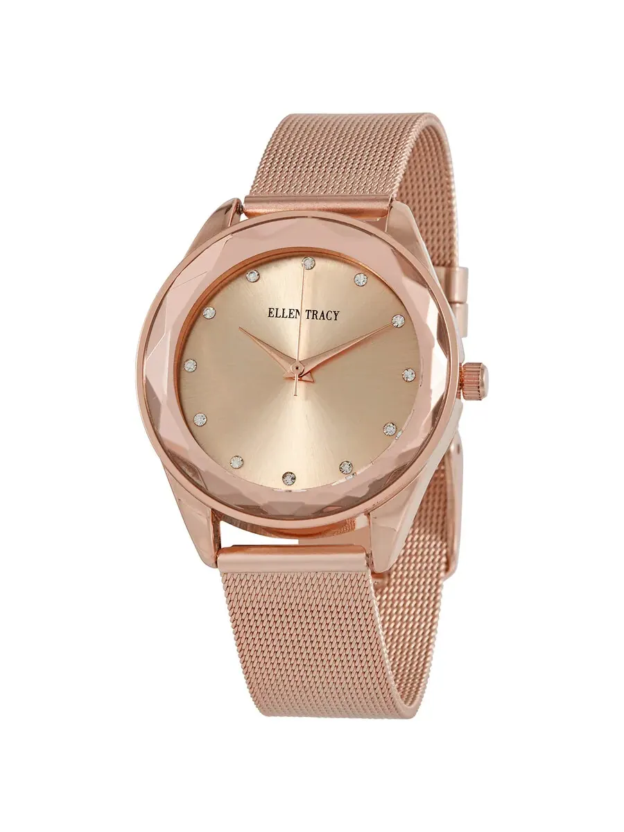 Женские часы Ellen Tracy с розовым золотым циферблатом Quartz ET5180RG — золотистый