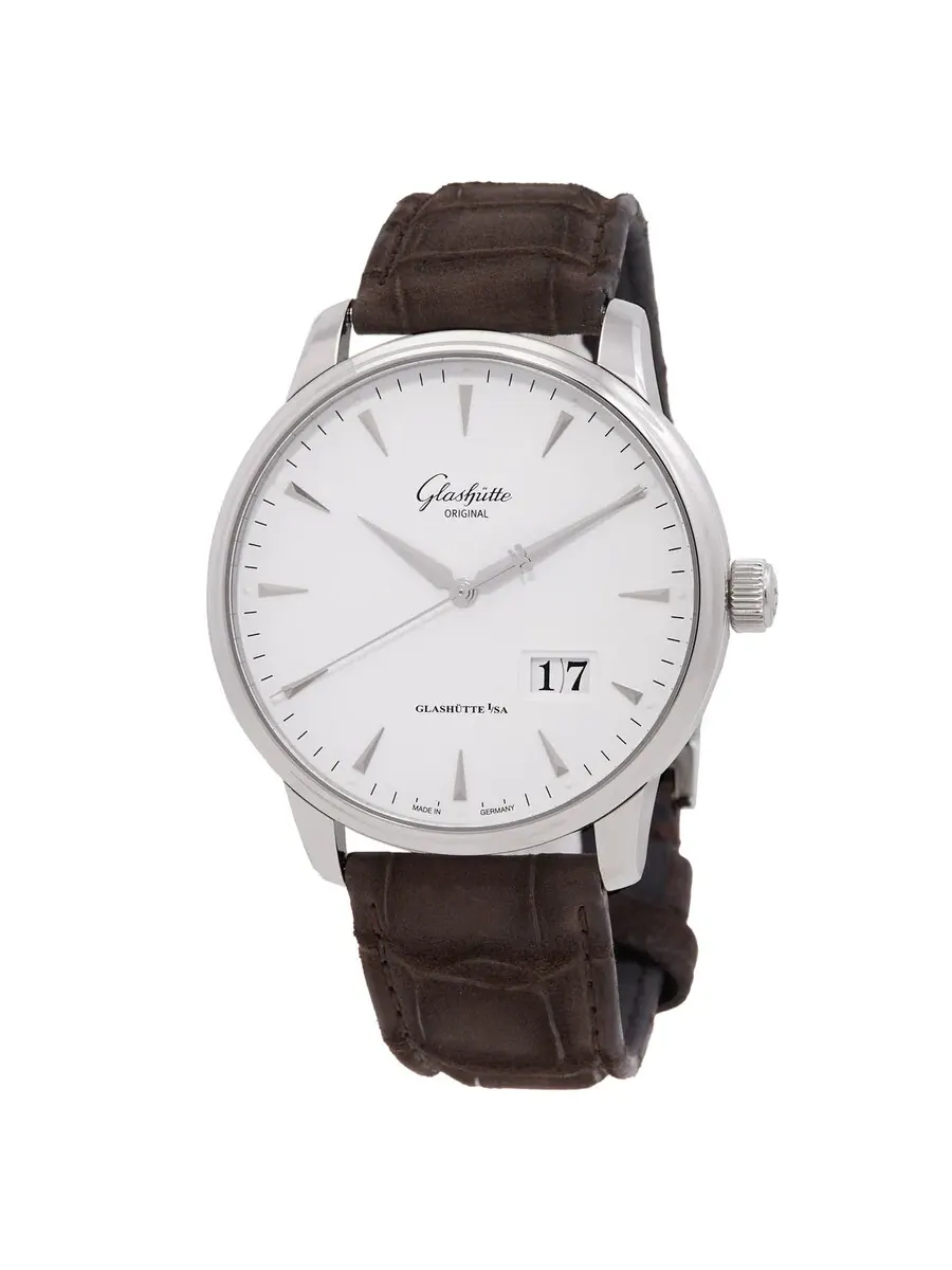 Мужские автоматические часы Glashutte Original Senator Excellence Panorama Date с серебристым — серебристый