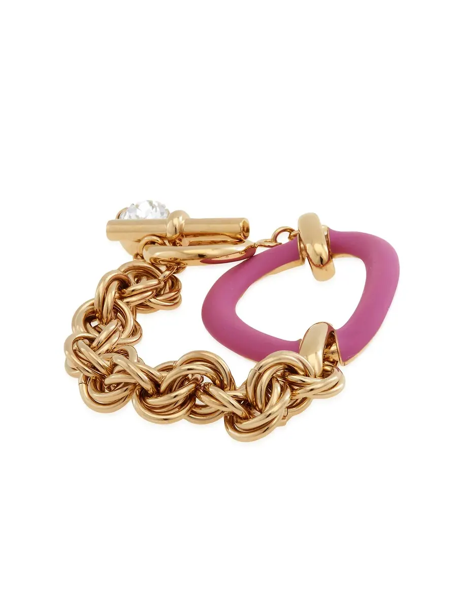 Женский браслет JW Anderson с крупной цепью и кристаллами золотого/розового цвета — изображение 5 из 5