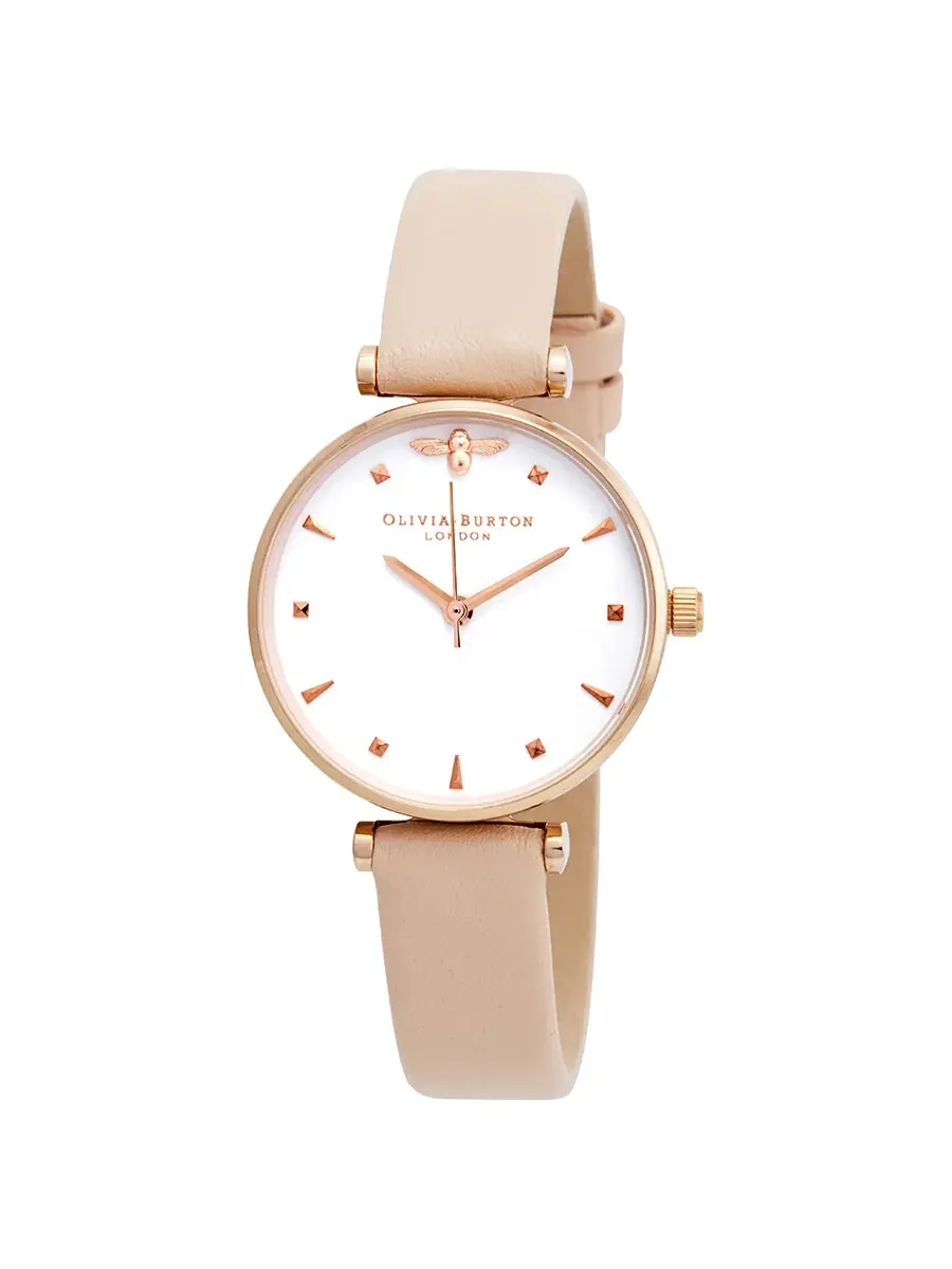 Женские часы Olivia Burton Queen Bee с белым циферблатом OB16AM95 — золотистый