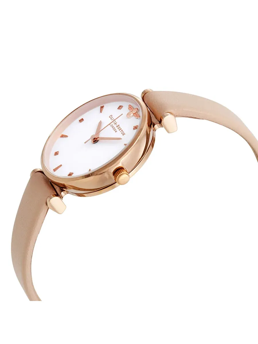 Женские часы Olivia Burton Queen Bee с белым циферблатом OB16AM95 — изображение 2 из 3, оттенок розовый золотистый