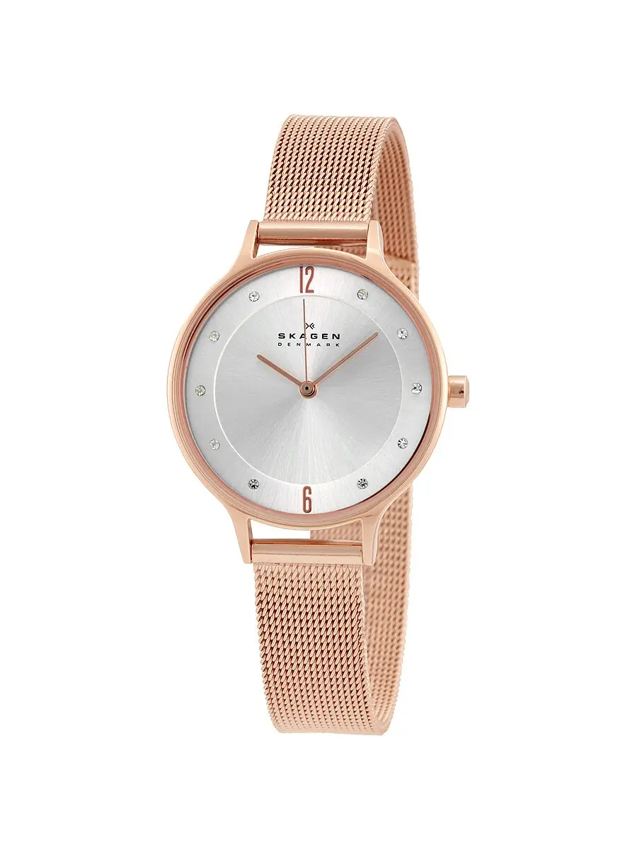 Женские часы Skagen Anita с серебристым циферблатом и розовым золотым покрытием SKW2151 — золотистый