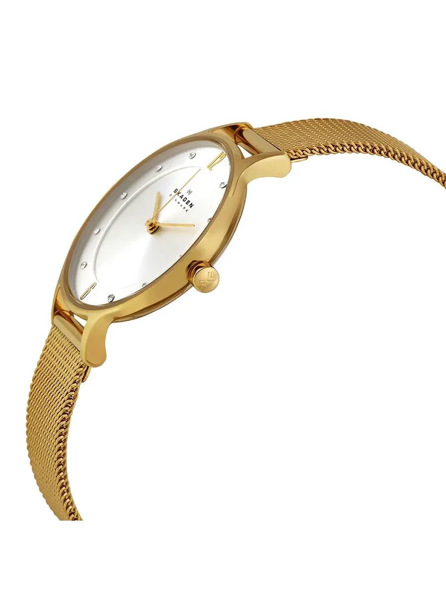 Женские часы Skagen Anite с серебристым циферблатом и золотистой сеткой SKW2150 — изображение 2 из 4