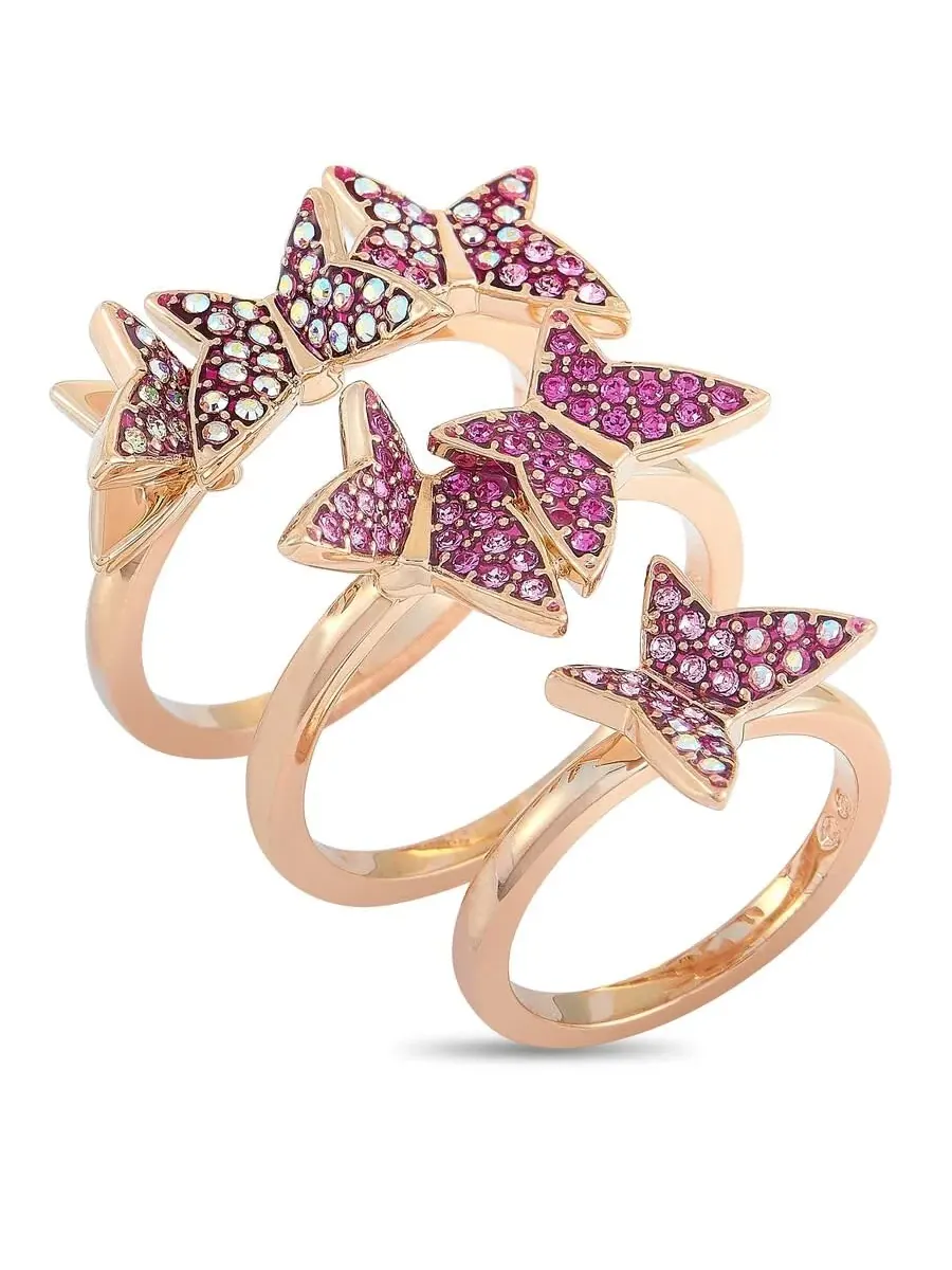 Кольца Swarovski Lilia из нержавеющей стали с розовым и прозрачным кристаллами