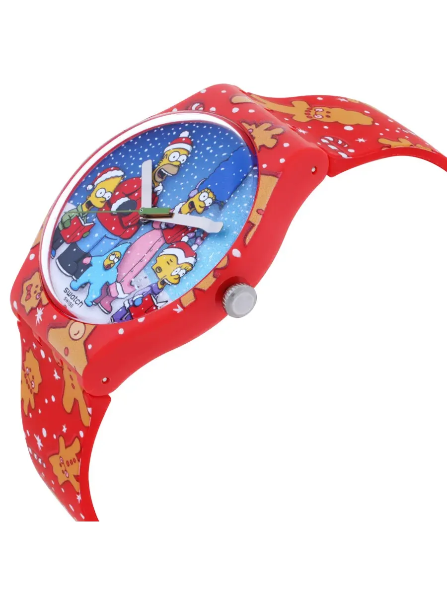Часы Swatch The Simpsons Collection Wondrous Winter Wonderland с кварцевым механизмом и синим — изображение 2 из 3