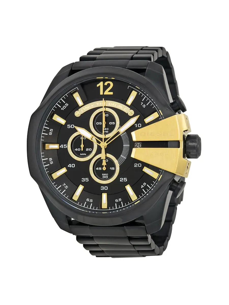 Мужские часы Diesel Mega Chief Chronograph с черным циферблатом DZ4338
