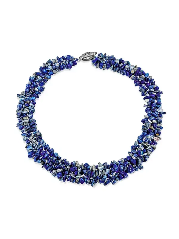 Крупные крупные кристаллы, многорядное эффектное ожерелье-воротник Bling Jewelry — синий