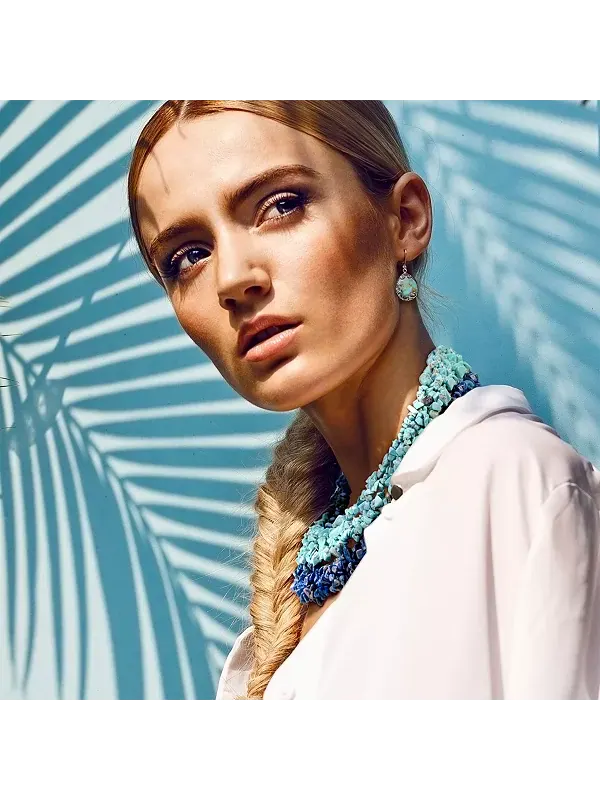 Крупные крупные кристаллы, многорядное эффектное ожерелье-воротник Bling Jewelry — изображение 2 из 2, оттенок синий