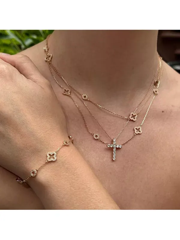 Браслет Suzy Levian из стерлингового серебра с кубическим цирконием, клевером и кругом Suzy Levian — изображение 4 из 4