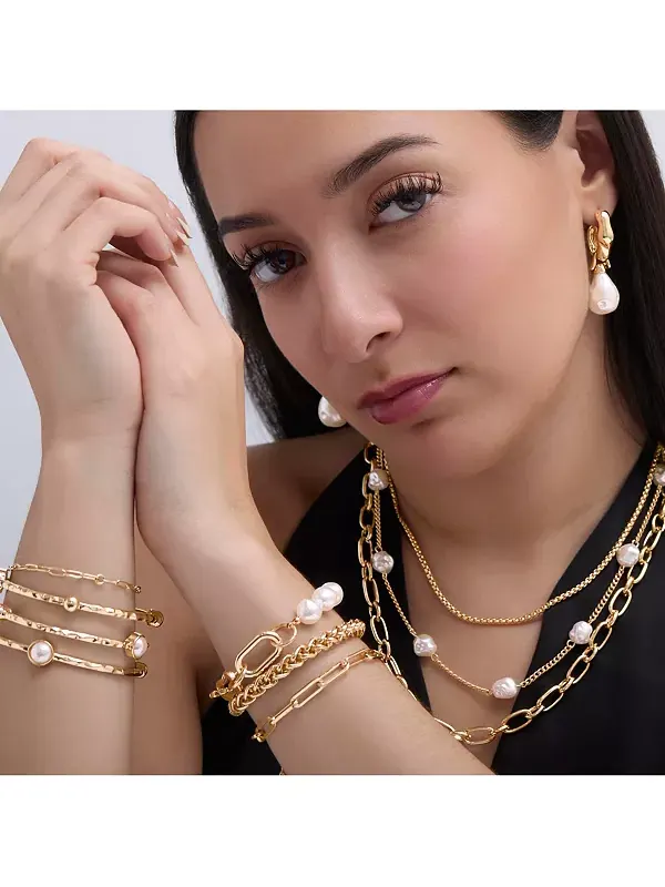 Браслет-Манжета с кованым золотым жемчугом Bcbg — изображение 3 из 4, оттенок золото
