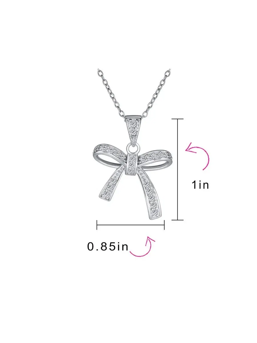 Изящный кулон-подвеска в виде бантика с кубическим цирконием Bling Jewelry — изображение 4 из 4, оттенок серебряный