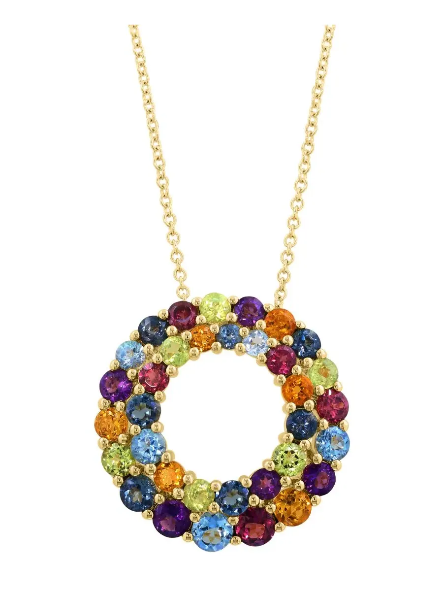 Подвеска-колье с несколькими драгоценными камнями (общий вес 4 — изображение 3 из 4, оттенок желтый золотистый