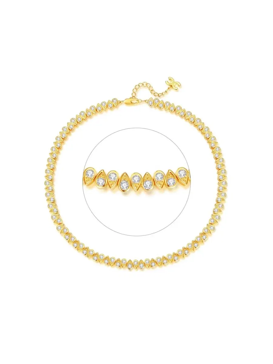 Колье-чокер с подвеской в виде капли из кубического циркония, 18K золото Classicharms — золотистый