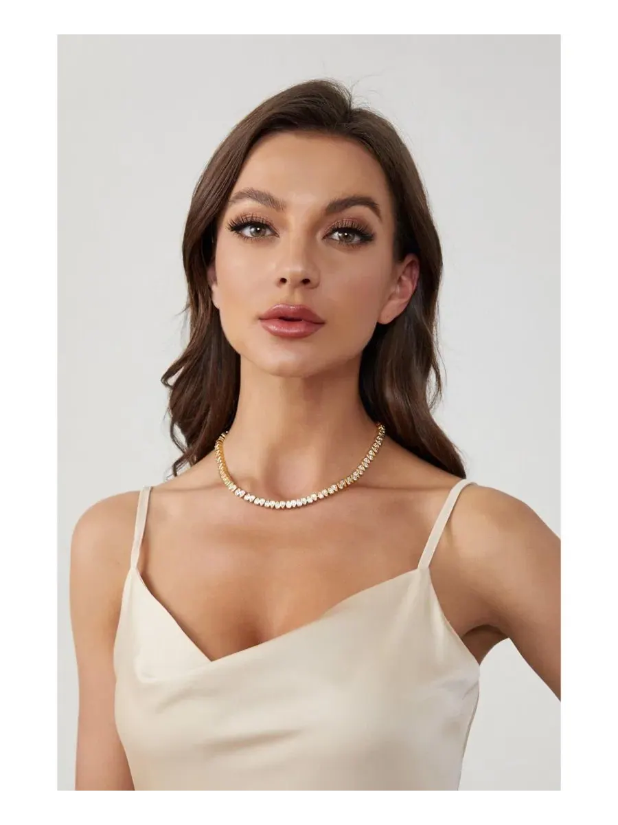Колье-чокер с подвеской в виде капли из кубического циркония, 18K золото Classicharms — изображение 3 из 6